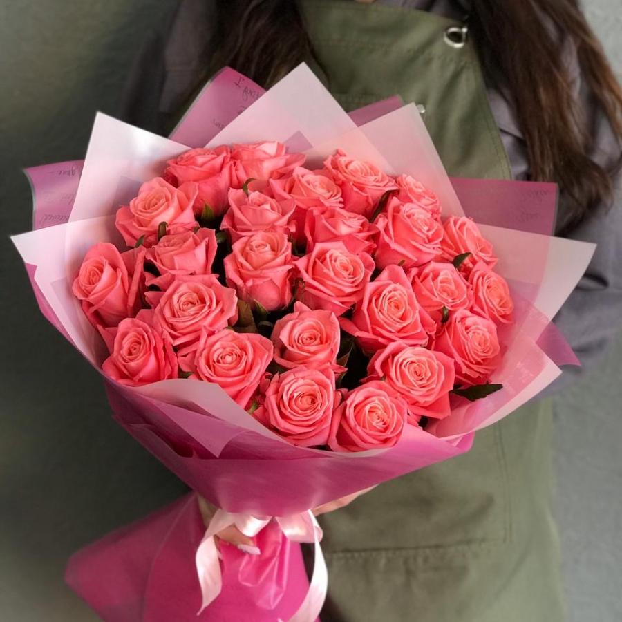Розовые розы 50 см 25 шт. (Россия) код: 327635