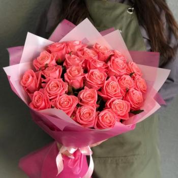 Розовые розы 50 см 25 шт. (Россия) код: 327635